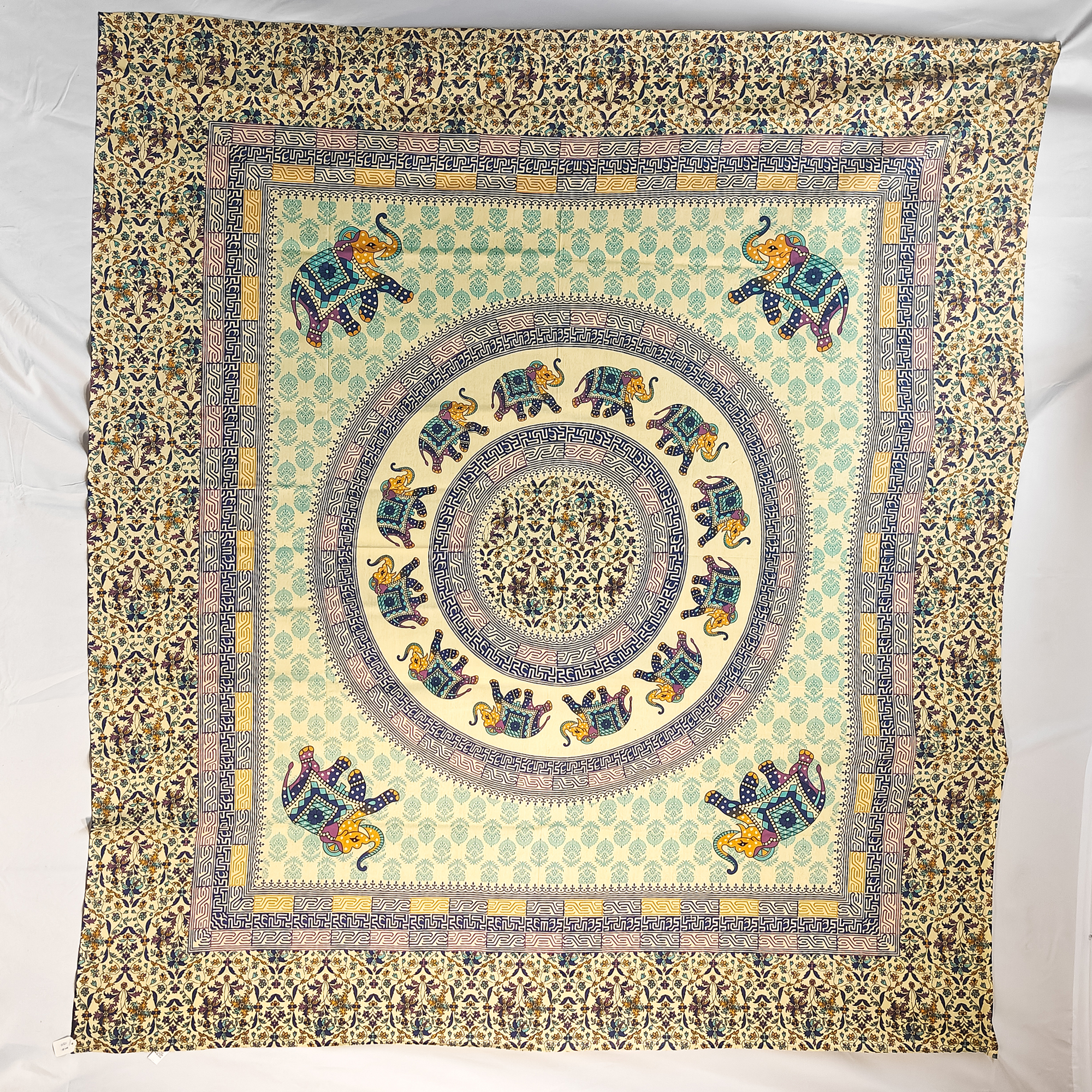 Follow The Leader Elephant Double Tapestry Blue Yellow