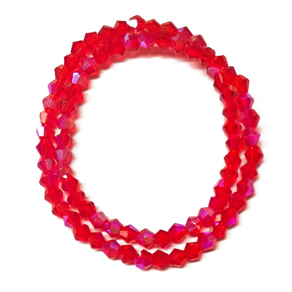 Red Bi-Cone AB Plated 4mm Beads 180702