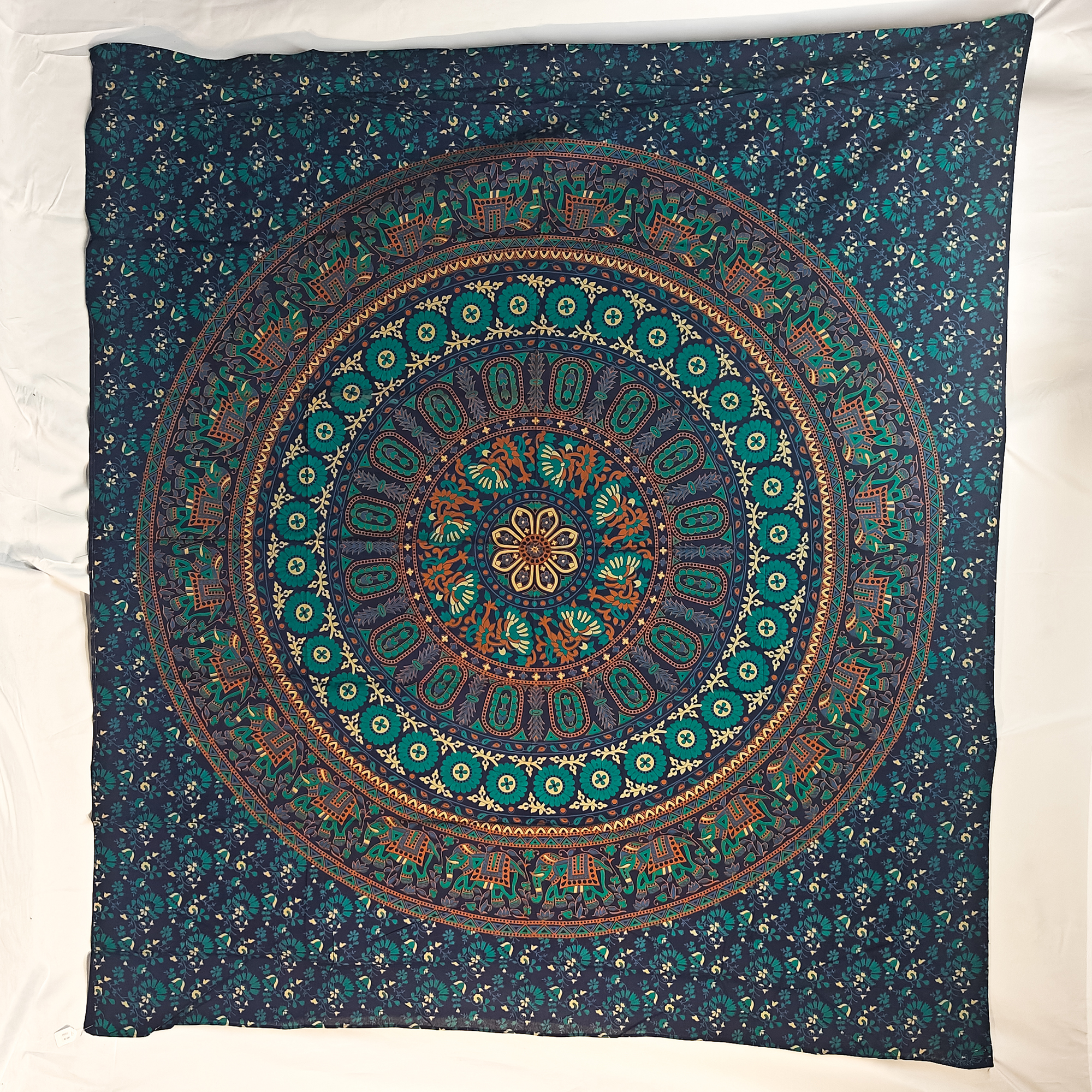 Elephant Parade Medallion Double Tapestry Brown Teal