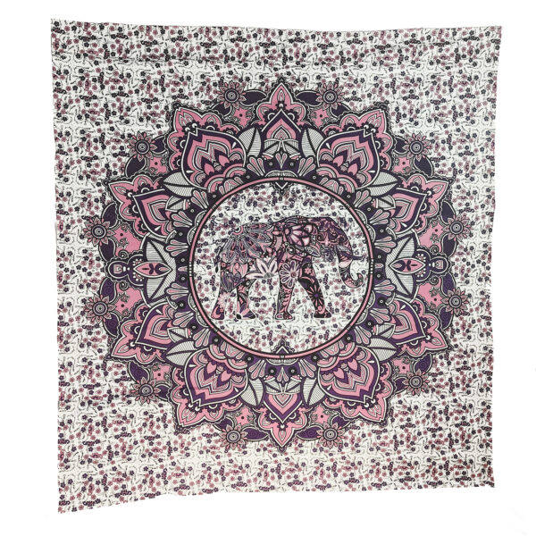 Bold Elephant Mandala Double Tapestry Pink