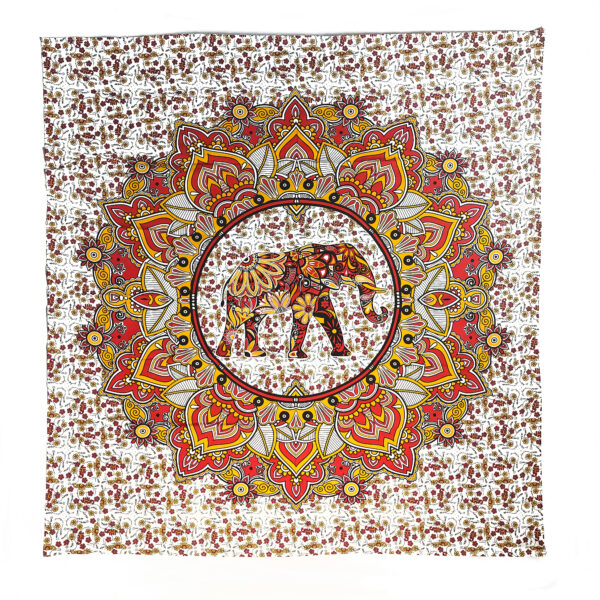 Bold Elephant Mandala Double Tapestry Red