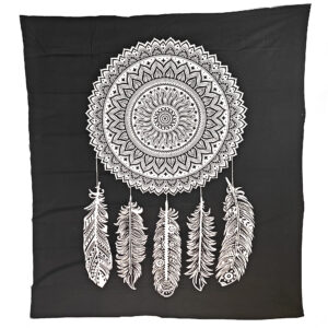 Mandala Dreamcatcher Tapestry Wall Hanging Double Black & White