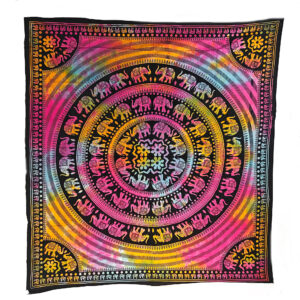 Elephant Parade Mandala Tapestry Wall Hanging Double Tie Dye