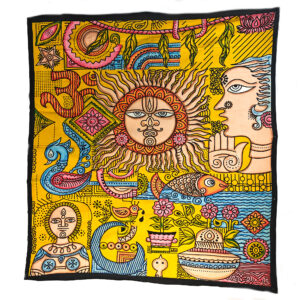 Handpainted Sun Pictogram Tapestry Wall Hanging Double