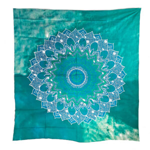 Flower Mandala Tapestry Wall Hanging Double Green Blue