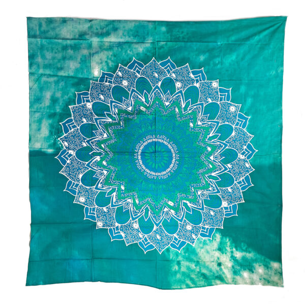 Flower Mandala Double Tapestry Blue Green