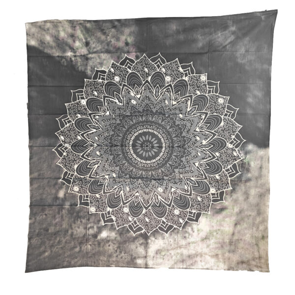 Flower Mandala Double Tapestry Grey