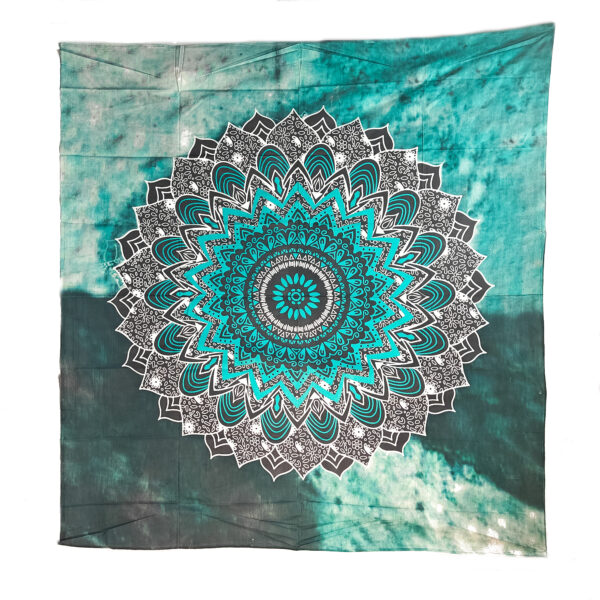Flower Mandala Double Tapestry Teal