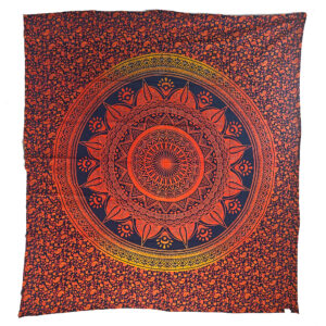 Red Flower Vine Medallion Tapestry Wall Hanging Double