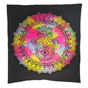 Tie Dye Hamsa Mandala Tapestry Wall Hanging Double