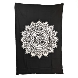 Mandala Simple Tapestry Single Black & White