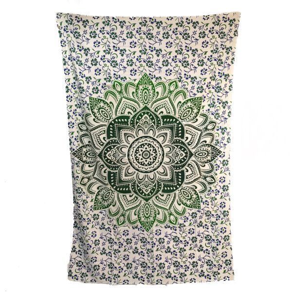 Mandala With Flowers Blue Green Single