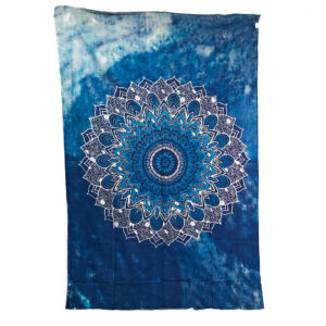 Flower Mandala Tapestry Single Blue