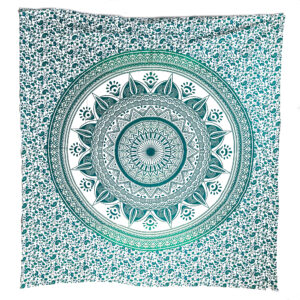Green Flower Vine Medallion Tapestry Wall Hanging Double