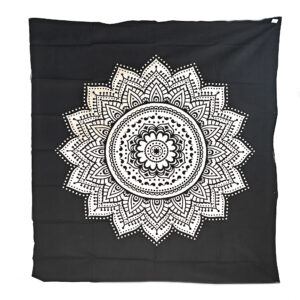 Simple Mandala Tapestry Wall Hanging Black & White