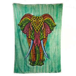 Stylized Elephant Tapestry Single Block Color