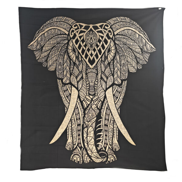 Stylized Elephant Double Tapestry Tan