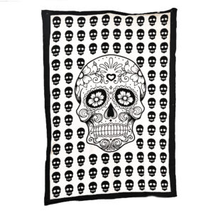 Sugar Skull Tapestry Single Black & White