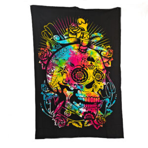 Tattoo Skull Tapestry Single Tie Dye