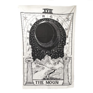 The Moon Tarot Tapestry Single Black & White