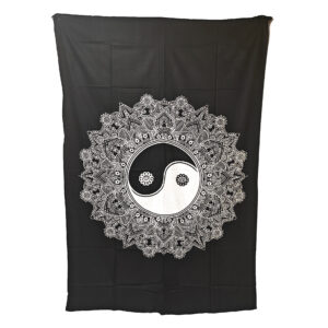 Yin Yang Mandala Tapestry Single Black & White