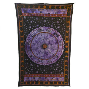 Zodiac Wheel Of Life Tapestry Single Purple