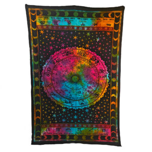 Zodiac Wheel Of Life Tapestry Single Tie Dye