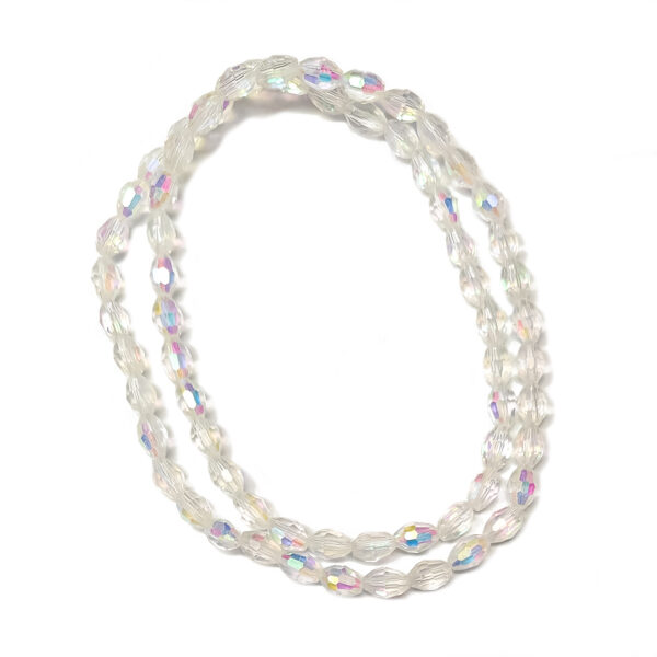 Faceted Oval 6x4mm Electroplate AB White 180117