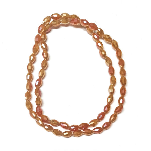 Oval Electroplated Glass 6x4mm Orange Red 180105