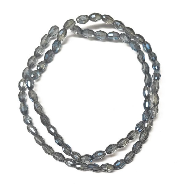 Oval Electroplated Glass 6x4mm Rainbow Blue 180113
