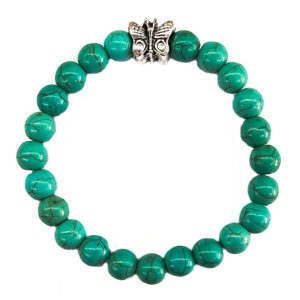 Synthetic Turquoise Stretch Bracelet with Butterfly 8mm