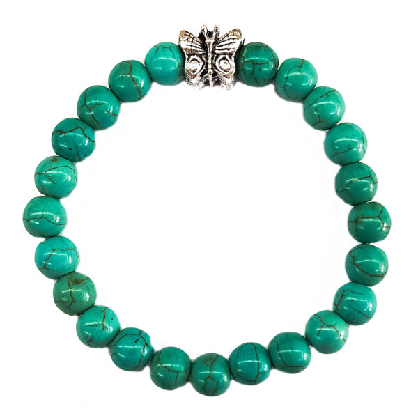 Synthetic Turquoise 8mm Buttefly Bracelet 71015 2