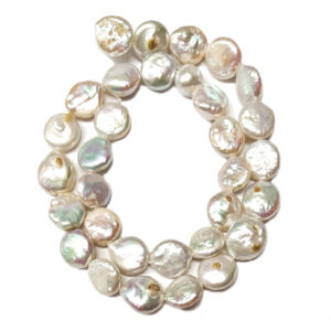 White Pearl Flat Shape 10-13mm Beads