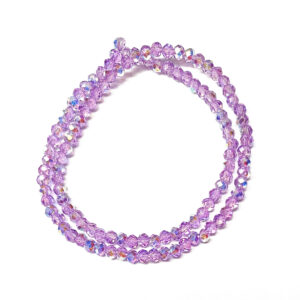 Faceted Rondelle Transparent Half AB Plated Plum 4x3mm Beads