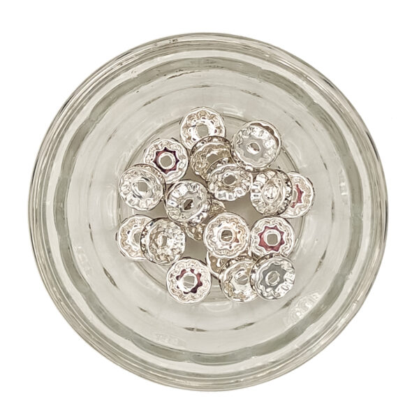 Rhinestone Spacer Beads 10mm Brass- Silver Colour 20Pcs 180339