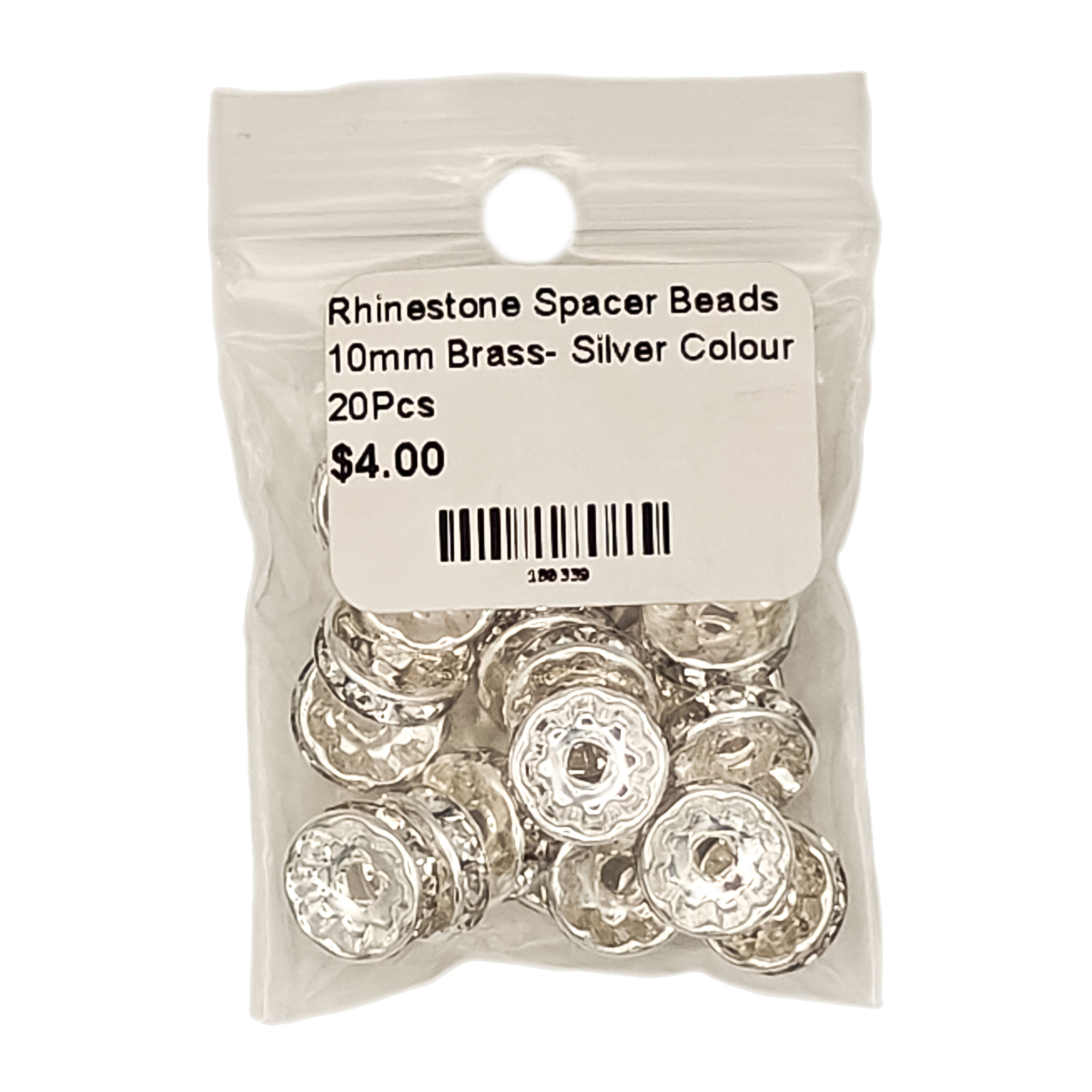 Rhinestone-Spacer-Beads-10mm-Brass-Silver-Colour-20Pcs-180399-2