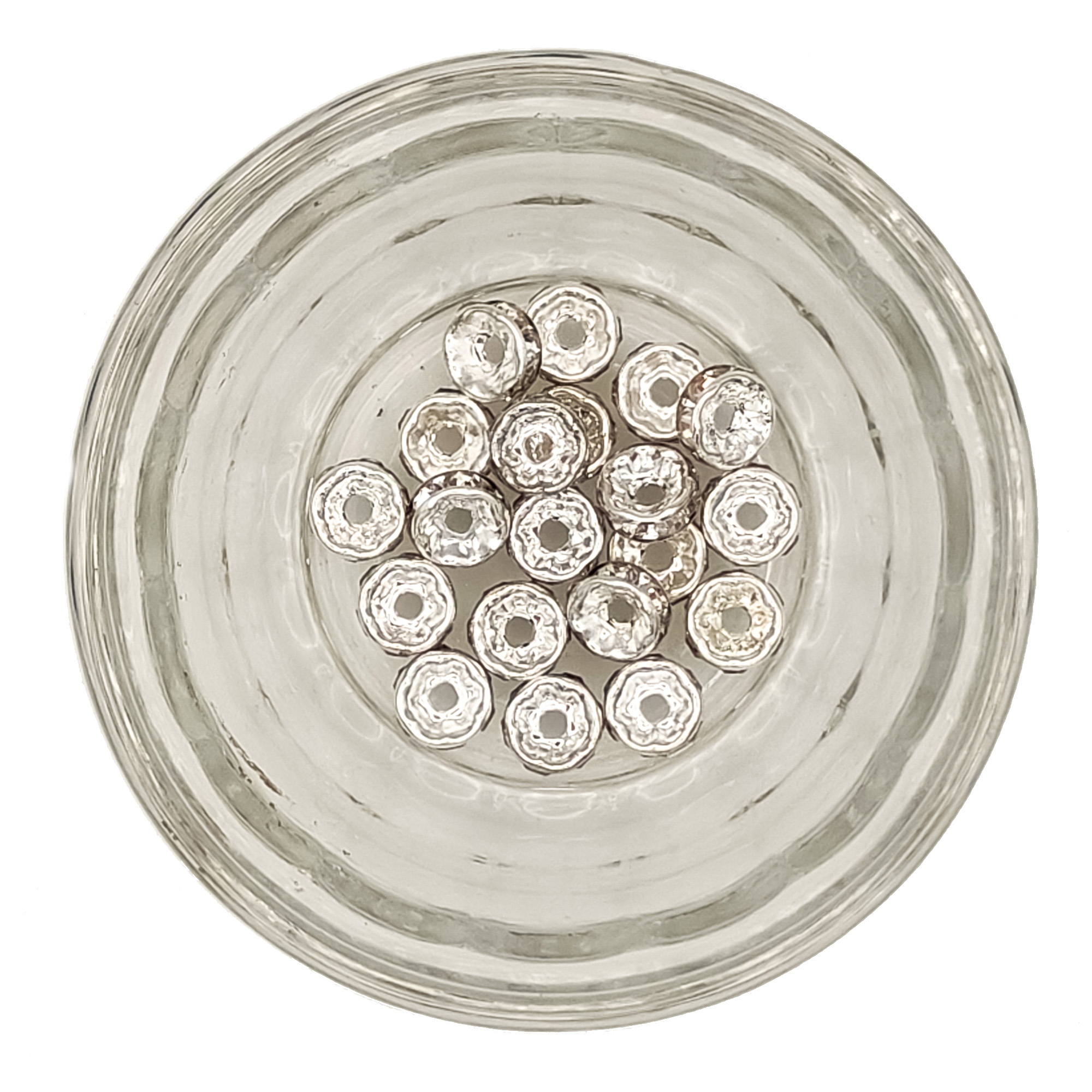 Rhinestone Spacer Beads 8mm Brass – Silver 240157