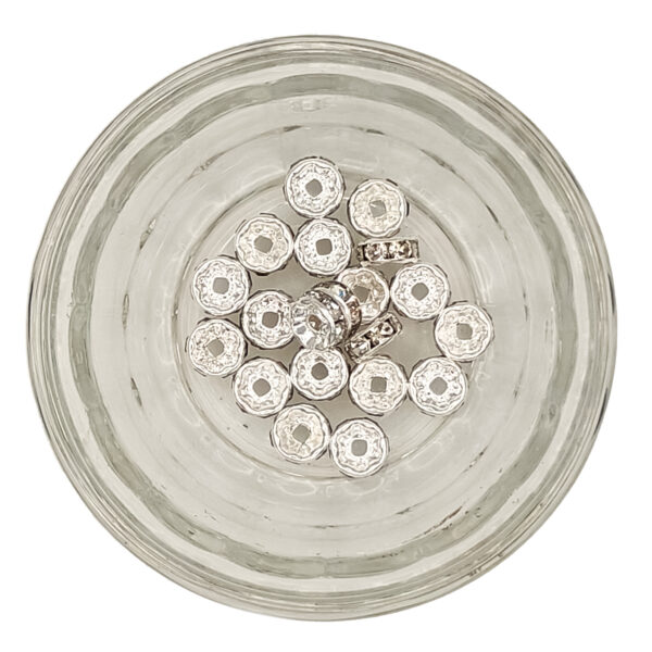 Rhinestone Spacer Beads 8mm Brass Silver Colour 20Pcs 180315