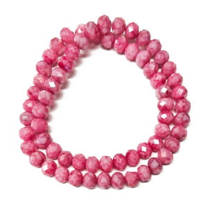 Faceted Rondelle 8x6mm Opaque Electroplated Flamingo Beads