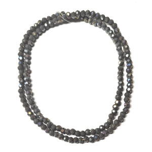 Faceted Rondelle 3x2mm Opaque Electroplated Dark Grey Beads