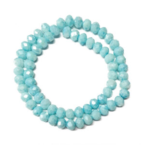 Faceted Rondelle 8x6mm Opaque Light Sky Blue Beads