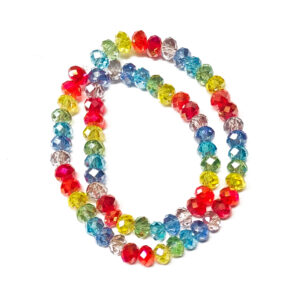 Faceted Rondelle 6x4mm Transparent Electroplated Rainbow Beads