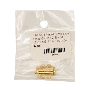 18K Gold Plated Brass Slide Clasp Column 2 Strand