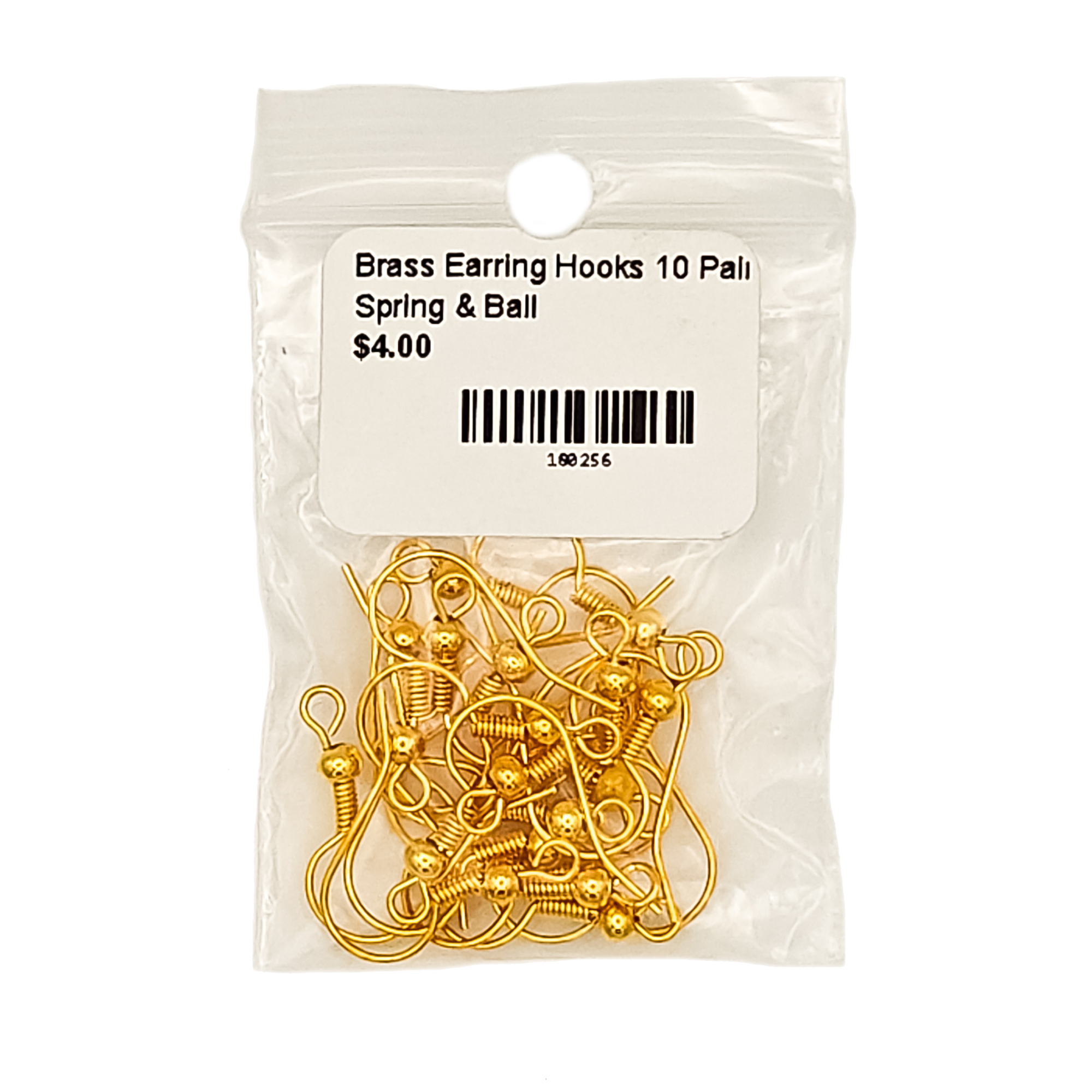 Brass Earring Hooks 10 Pair With Spring and Ball 180256 2