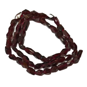 Faceted Garnet Barrel Shape Beads