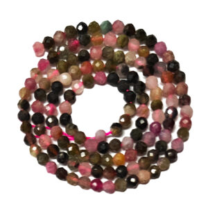 Faceted Multicolor Tourmaline 3mm Beads