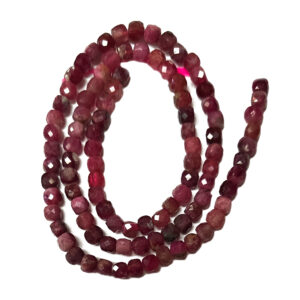 Faceted Pink Tourmaline Cube 4mm Beads