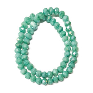 Faceted Rondelle Opaque AB Dark Turquoise 8x6mm Beads
