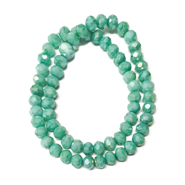 Faceted Rondelle Opaque AB Dark Turquoise 8x6mm Beads 63pcs 39cm 180665