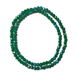 Faceted Rondelle Opaque AB Green 4x3mm Beads